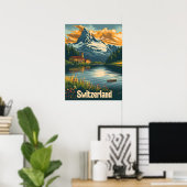 Majestic Matterhorn: Lakeside Bliss in Zwitserland Poster (Thuiskantoor)