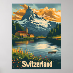 Majestic Matterhorn: Lakeside Bliss in Zwitserland Poster