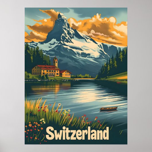 Majestic Matterhorn: Lakeside Bliss in Zwitserland Poster (Voorkant)