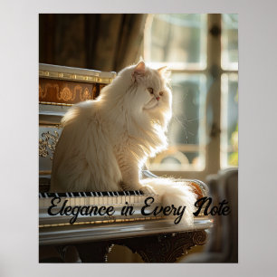 Majestic Melodie: Perzische Kat op de Piano Poster