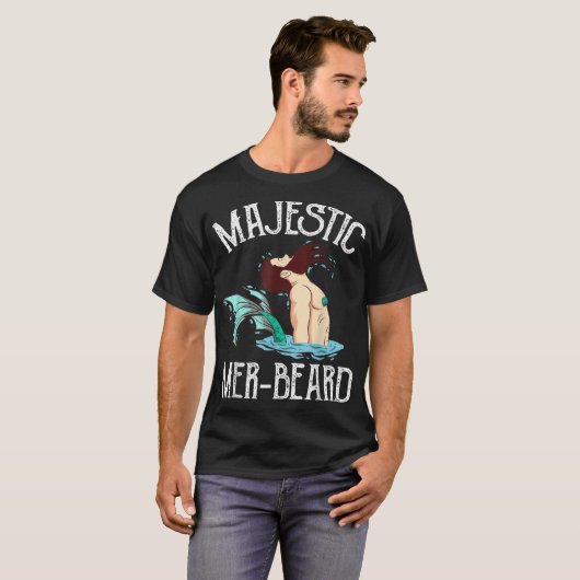 Majestic Mer-Beard Funny Merman Manly Merman T-shirt (Voorkant volledig)