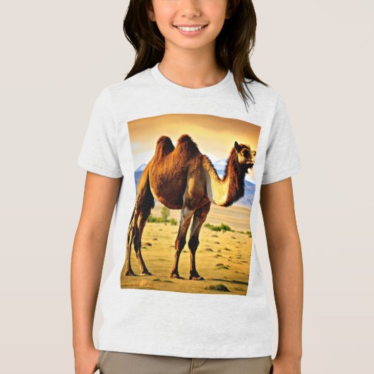 Majestic Mongolian Bactrian Camel in 8K Ultra HD Tri-Blend Shirt (Voorkant)