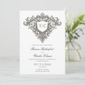 Majestic Monogram Crest Wedding Invitation (Staand voorkant)