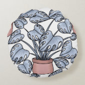 Majestic monstera rond kussen (Achterkant)