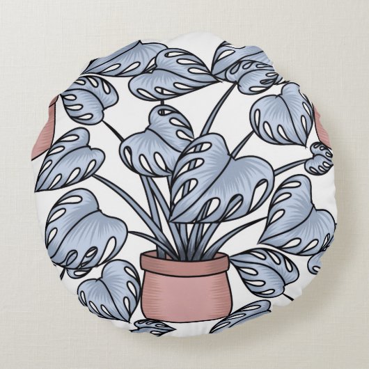 Majestic monstera rond kussen (Achterkant)