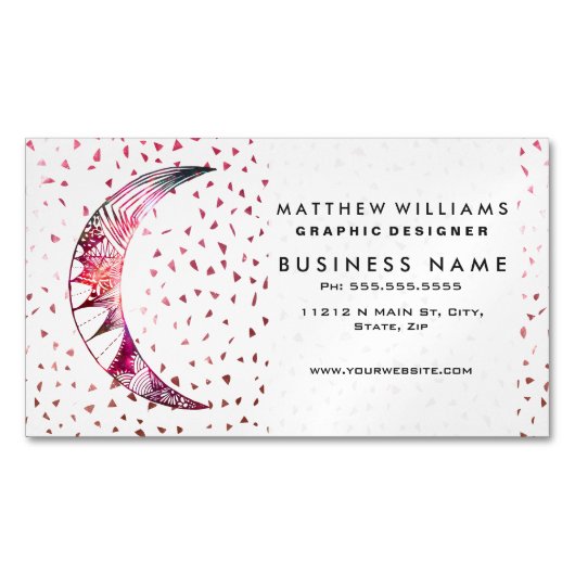 Majestic Moon Hand Drawn Nebula Abstracte sterren Visitekaartje Magneet (Voorkant)