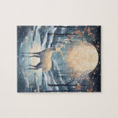 Majestic Moonlight Rendier Kerstvakantie Legpuzzel (Horizontaal)