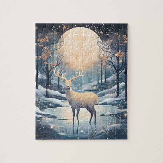 Majestic Moonlight Rendier Kerstvakantie Legpuzzel (Verticaal)