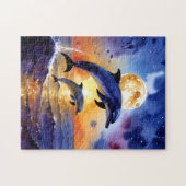 Majestic Moonlit Dolphins at Sunset Ocean Puzzle Legpuzzel (Horizontaal)