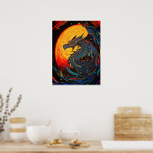Majestic Moonlit Dragon - Retro Art Poster (Keuken)