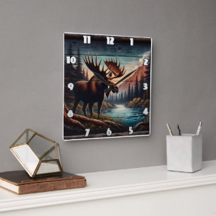 Majestic Moose beroemd gemaakt door Tranquil Mount Vierkante Klok