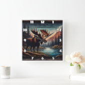 Majestic Moose beroemd gemaakt door Tranquil Mount Vierkante Klok (Huis)