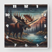 Majestic Moose beroemd gemaakt door Tranquil Mount Vierkante Klok (Voorkant)