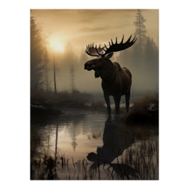 Majestic Moose bij zonsopgang Perfect Poster