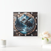 Majestic Moose door Stream in berglandschap Vierkante Klok (Huis)