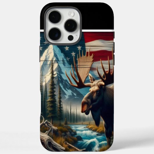 Majestic Moose en Amerikaanse vlag Case-Mate iPhone Case (Achterkant)