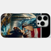 Majestic Moose en Amerikaanse vlag Case-Mate iPhone Case (Achterkant (horizontaal))