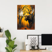 Majestic Moose in Autumn Forest – Wilderness Art Poster (Thuiskantoor)