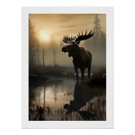 Majestic Moose in het Golden Glow Poster van Dawn