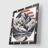 Majestic Moose Mountain Patriotic Vierkante Klok (Hoek)