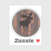 Majestic Moose Wood Plank Logo Rond Sticker (Vel)