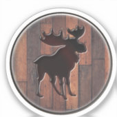 Majestic Moose Wood Plank Logo Rond Sticker (Voorkant)