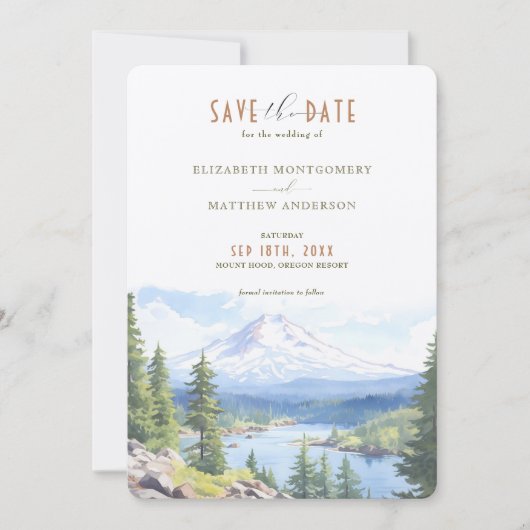 Majestic Mount Hood Forest Save-the-Date Kaart (Voorkant)