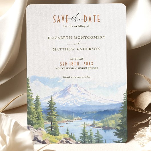 Majestic Mount Hood Forest Save-the-Date Kaart