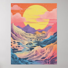 Majestic Mountain bij zonsondergang Poster