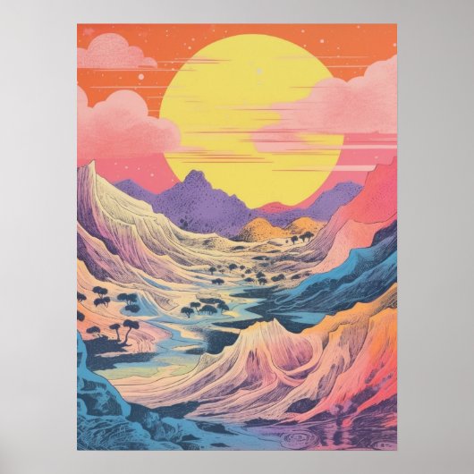 Majestic Mountain bij zonsondergang Poster (Voorkant)
