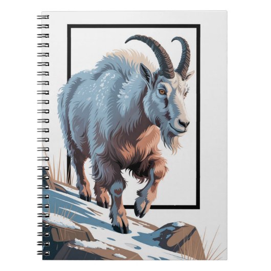 Majestic Mountain Goat 3D Lijst Illustratie Notitieboek (Voorkant)