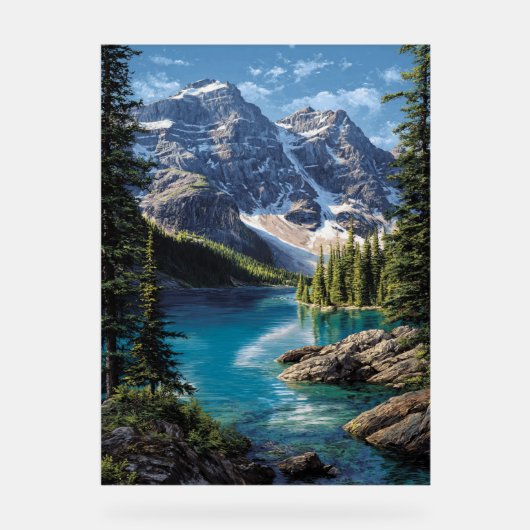 Majestic Mountain Lake Poster – Realistic Nature L (Voorkant)