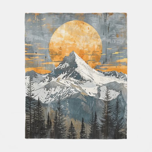 Majestic Mountain Landscape - Rustic Nature Fleece Deken (Voorkant)