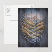 Majestic Mountain Mural op houten muur Briefkaart (Voorkant / Achterkant)