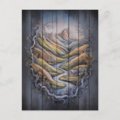 Majestic Mountain Mural op houten muur Briefkaart (Voorkant)