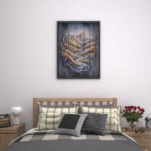 Majestic Mountain Mural op houten muur Poster