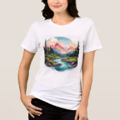 Majestic Mountain River Scene Tri-Blend Shirt (Voorkant)