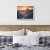 Majestic Mountain Sunset Canvas Afdruk (Insitu (Slaapkamer))