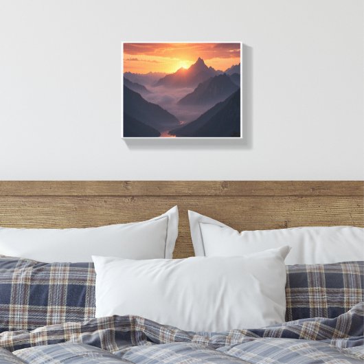 Majestic Mountain Sunset Canvas Afdruk (Insitu (Slaapkamer))