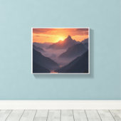 Majestic Mountain Sunset Canvas Afdruk (Insitu (Houten vloer))