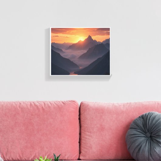Majestic Mountain Sunset Canvas Afdruk (Insitu (Woonkamer))