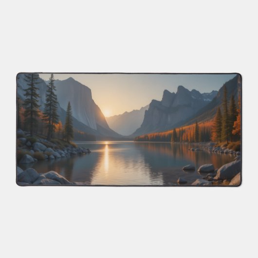 Majestic Mountain Sunset Desk Mat - Serene Natuur (Voorkant)