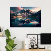 Majestic Mountains Mirror Lake met zacht licht Poster (Thuiskantoor)