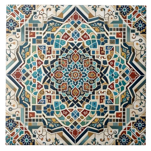 Majestic Mozaïek: Ingewikkeld Geometrisch Tegel On Tegeltje (Voorkant)