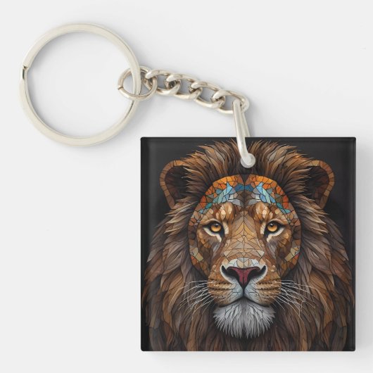 Majestic Mozaïek Leeuw Hoofd Sleutelhanger (voorkant)