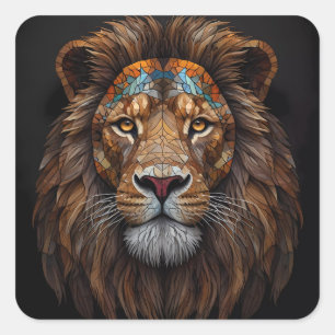 Majestic Mozaïek Leeuw Hoofd Vierkante Sticker