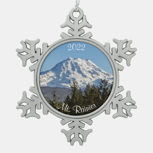 Majestic Mt. Rainier Snowflake Tin Sneeuwvlok Ornament (Voorkant)