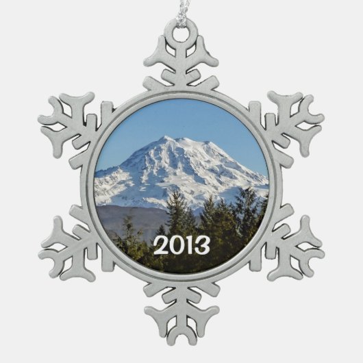 Majestic Mt. Rainier Tin Sneeuwvlok Ornament (Voorkant)