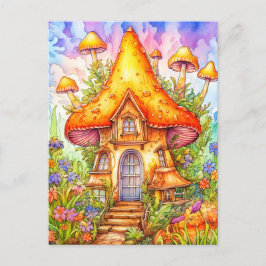 Majestic Mushroom House Illustratie Briefkaart