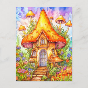 Majestic Mushroom House Illustratie Briefkaart